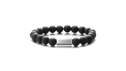 KOBOLOÏ Bracelet en perles de pierres naturelles d'Agate Noire Mate